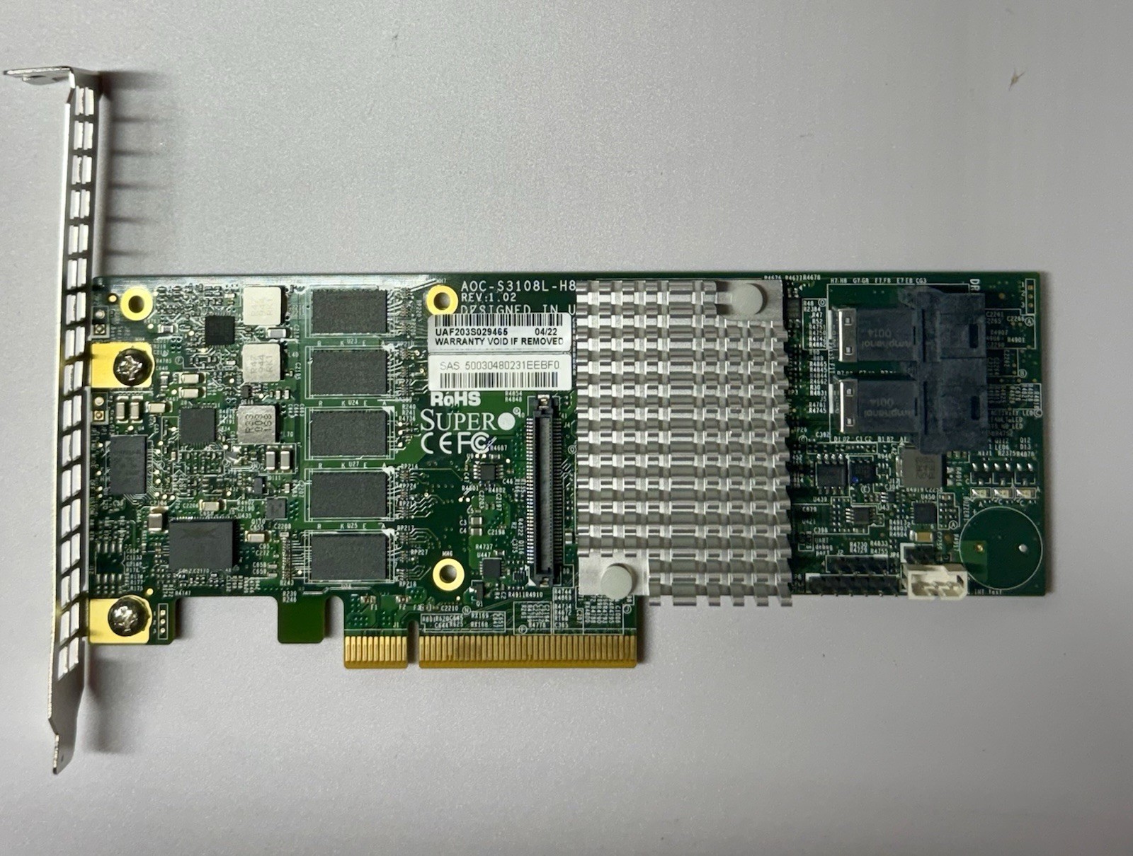 AOC-S3108L-H8IR SUPERMICRO 3108 8-PORT PCI-E SAS-3 12Gb/s RAID CONTROLLER