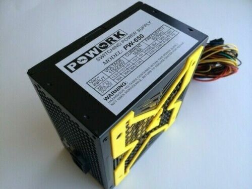 Brand NEW--Powork Yellow-X 12cm Fan 650w-MAX ATX PS 20+4Pin SATA PCIe-6pin