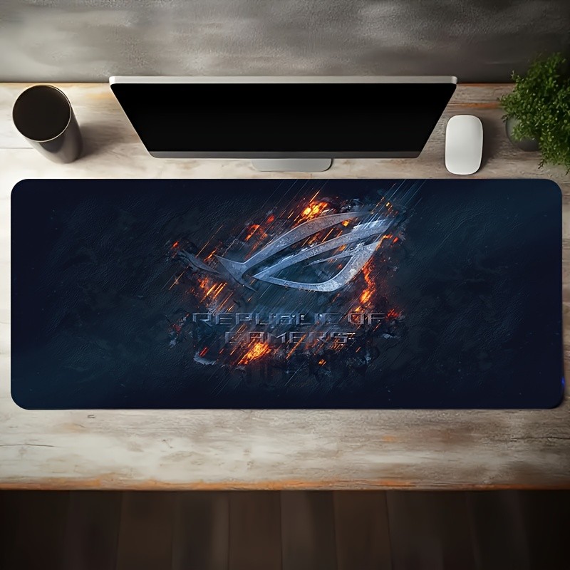 1 Large Electronic Sports Game Mouse Pad, Flame Surround No Text Logo Pattern,