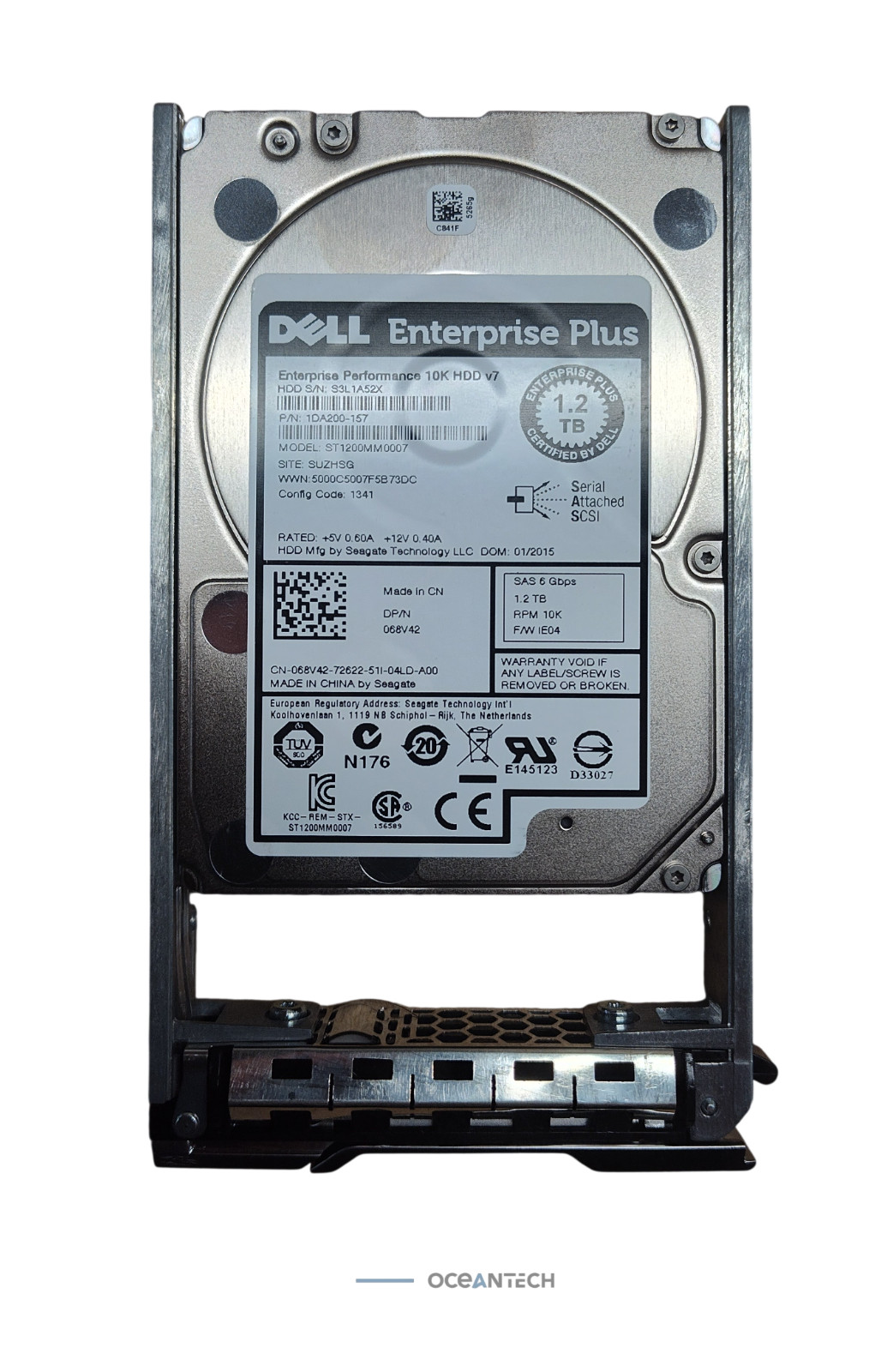 68V42 ST1200MM0007 Dell Compellent 1.2TB 10K SAS 2.5" 6Gb/s HDD  068V42 w/Tray