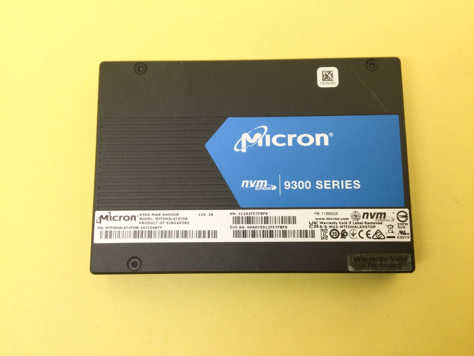 Micron 9300 Max 6.4TB PCIe NVME U.2 2.5" Internal SSD MTFDHAL6T4TDR