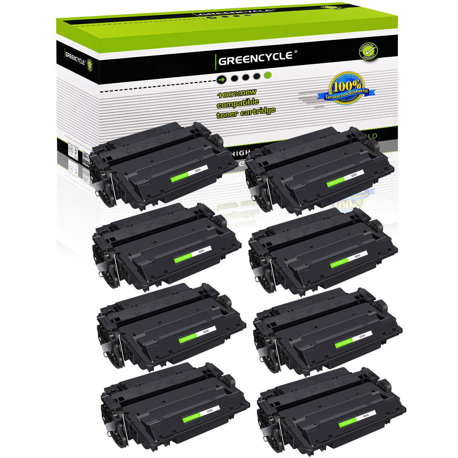 8 Pack CE255X 55X Toner Fit for HP Enterprise P3015 P3015n P3015d P3015x Printer