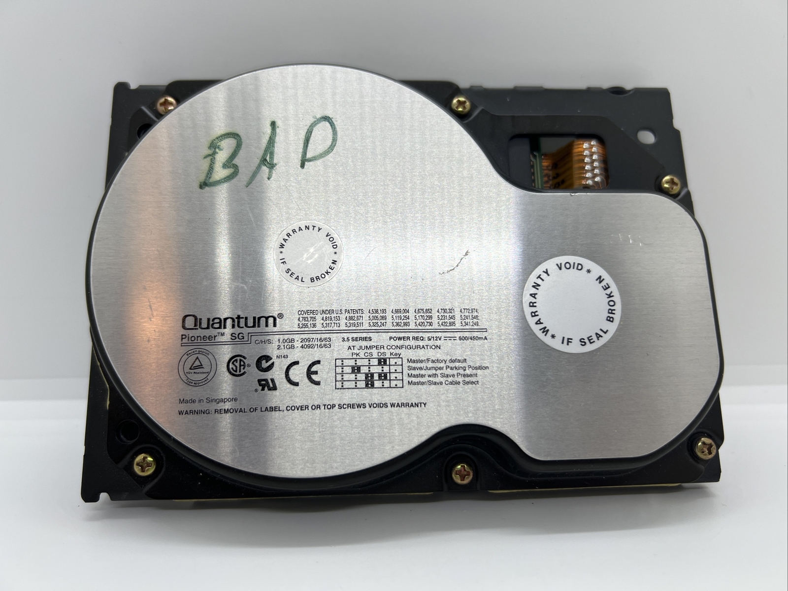 QUANTUM PIONEER Hard Drive SG 2.1GB ATA 4092/16/63 4.5K 3.5 SG10A011 *PARTS ONLY