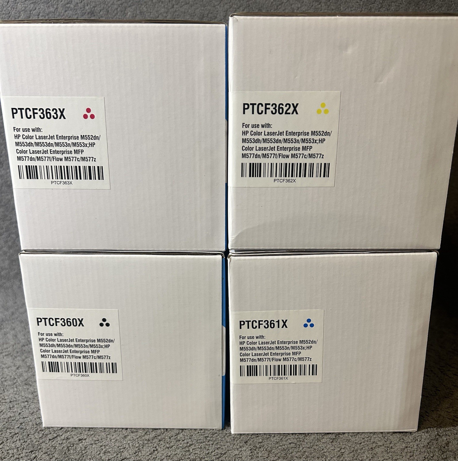 Laser Toner Cartridges Black Red Yellow Blue PTCF363X,0X,61X,2X Brand New