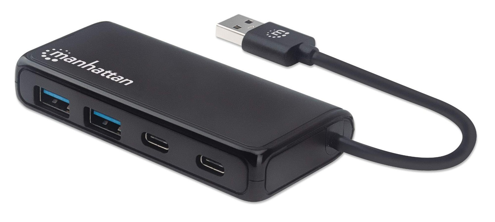 Manhattan 4-Port Superspeed USB Hub Supporting 5 Gbps Transfer Speeds Black