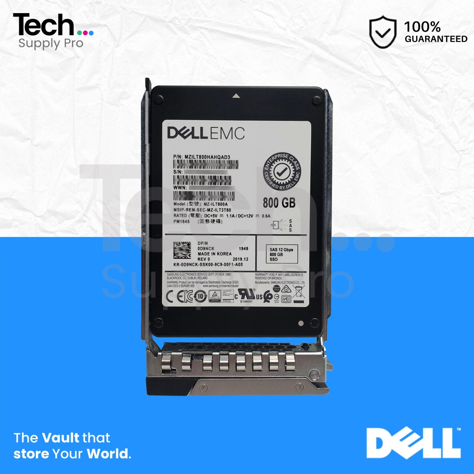 D9NCK Dell 800GB SAS MIX Use Triple Level Cell 12GB/s 2.5" Solid State Drive