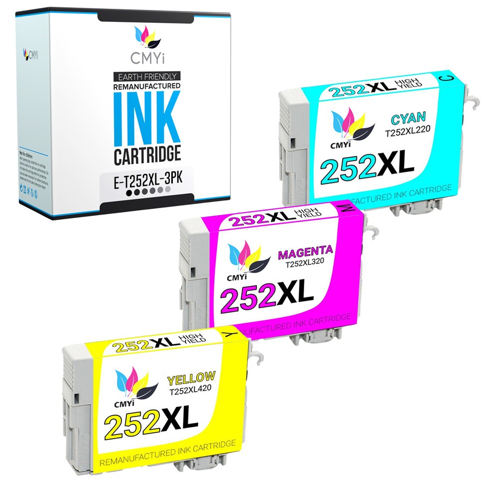 3PK CMYi Replacement 252XL Color Ink Cartridge for Epson Workforce WF7210 WF7610