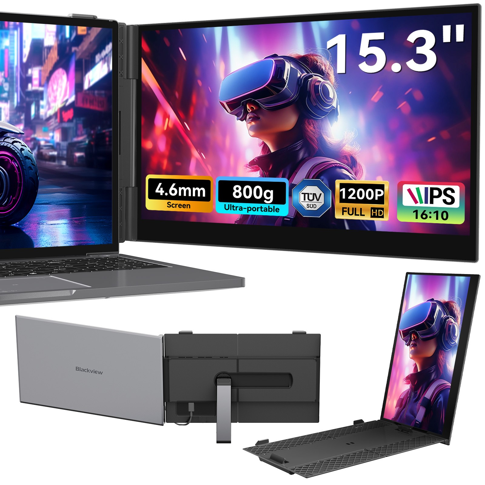 Blackview SCM8 Laptop Screen Extender 15.3"FHD 1200P Portable Monitor For Laptop