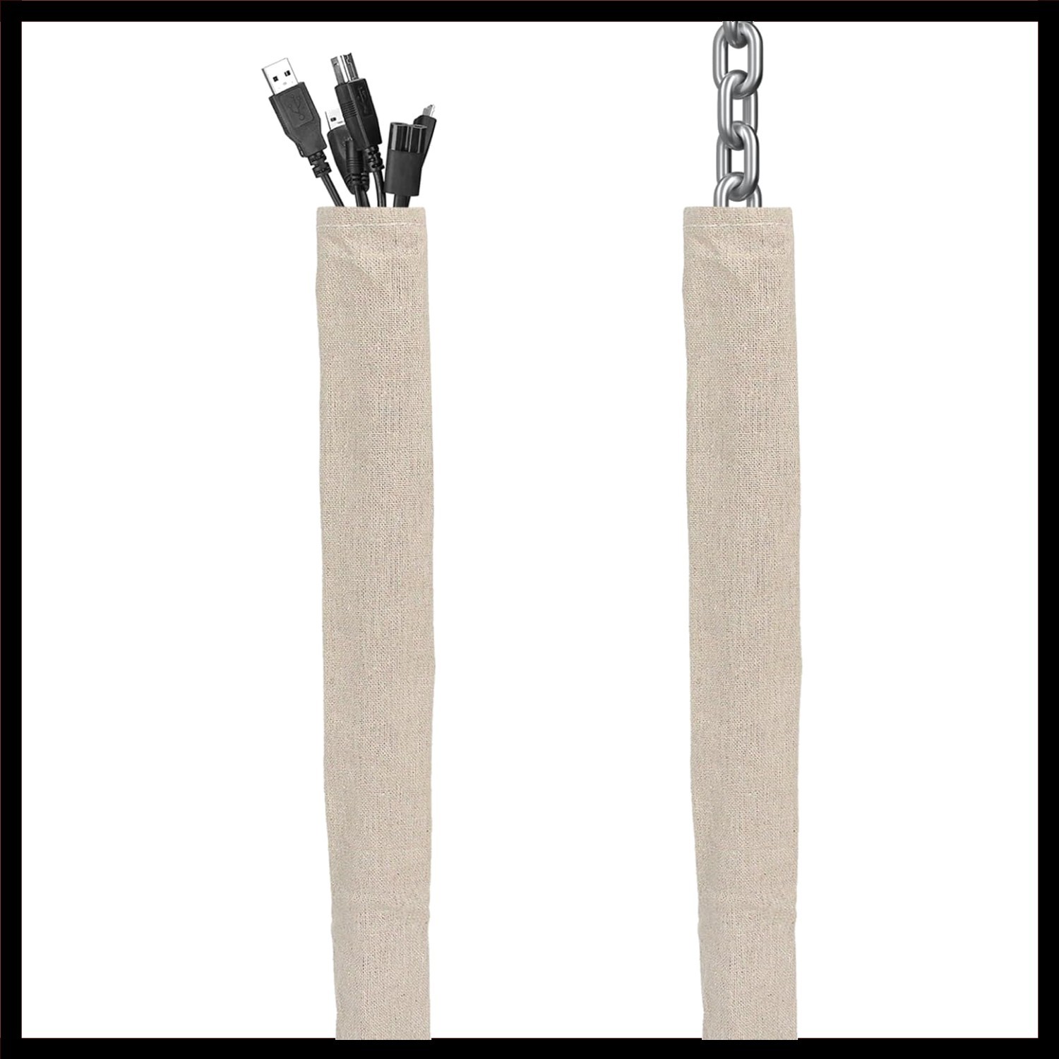 2 Pack 6ft Linen-Look Fabric Cord Covers for Elegant Wire Management