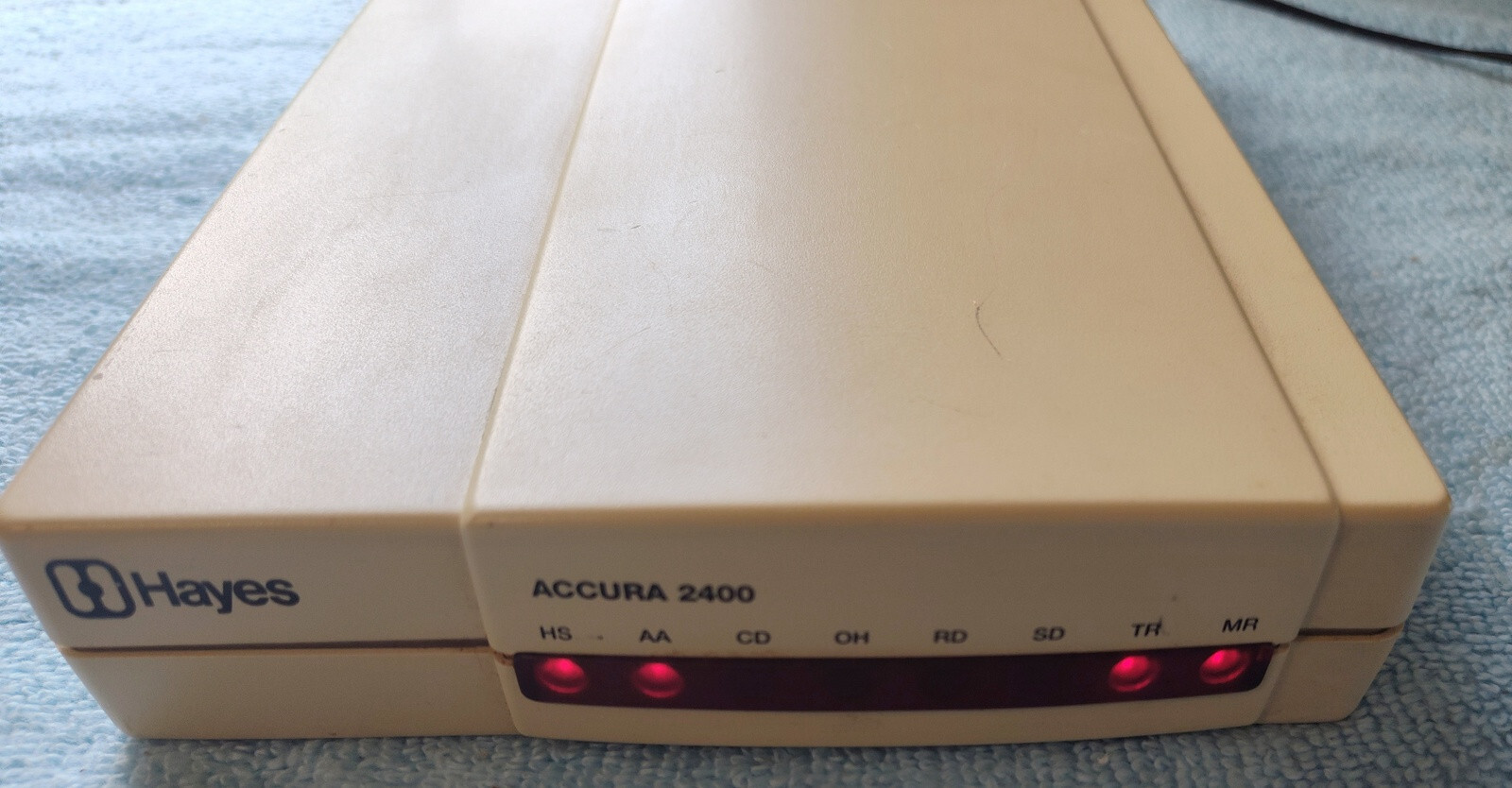 Hayes Accura 2400 External Dial-Up Modem YA13AM RS232 w/ AC Power Adapter 1990s