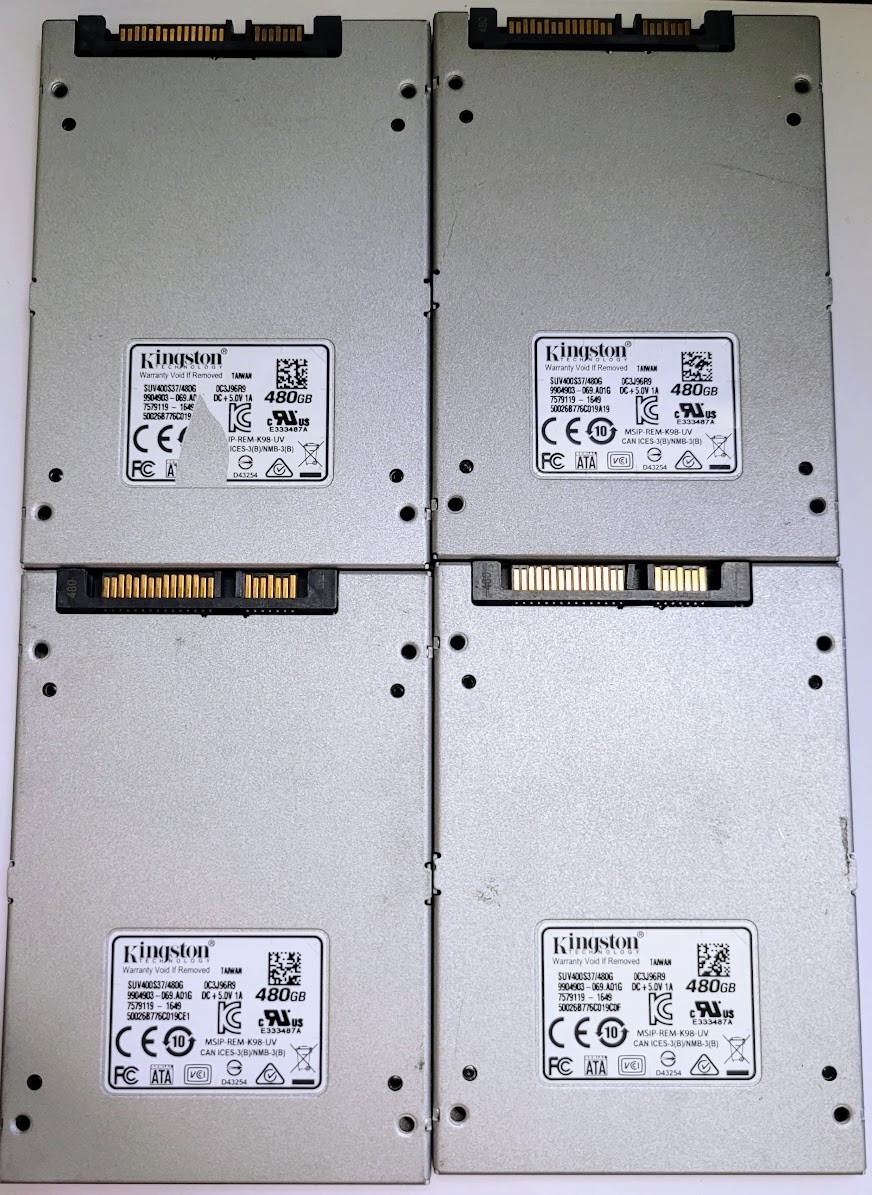 Lot of 4 Kingston Digital 480GB SSDNow SATA 3 2.5" Solid State Drive SUV400S374