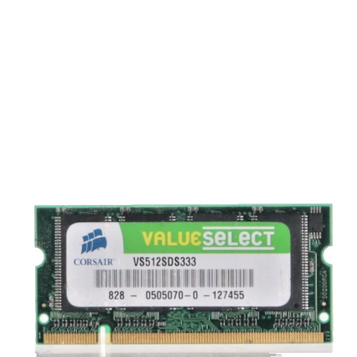 Lot of 2 Corsair Value Select 512MB DDR 333MHz SODIMM Laptop Memory VS512SDS333