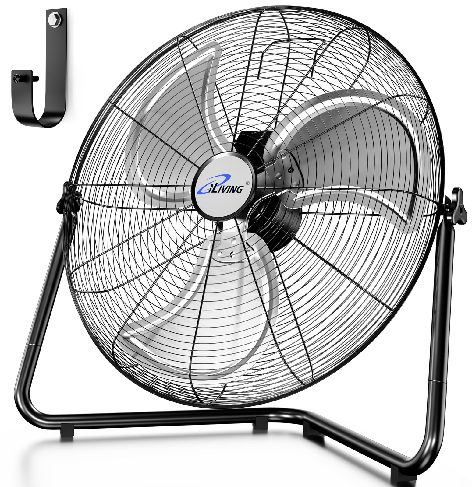 iLIVING 20 Inch Heavy Duty Floor & Wall Mount Fan - 5750 CFM 20-Inch, Black