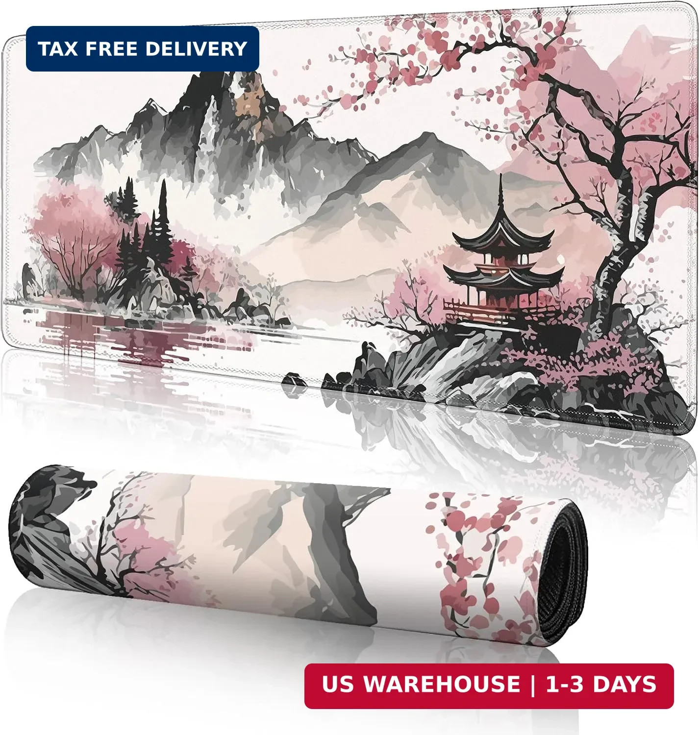 Watercolor Cherry Blossom Large Gaming Mouse Pad,Mouse Pad Gaming 31.5 x 11.8 in