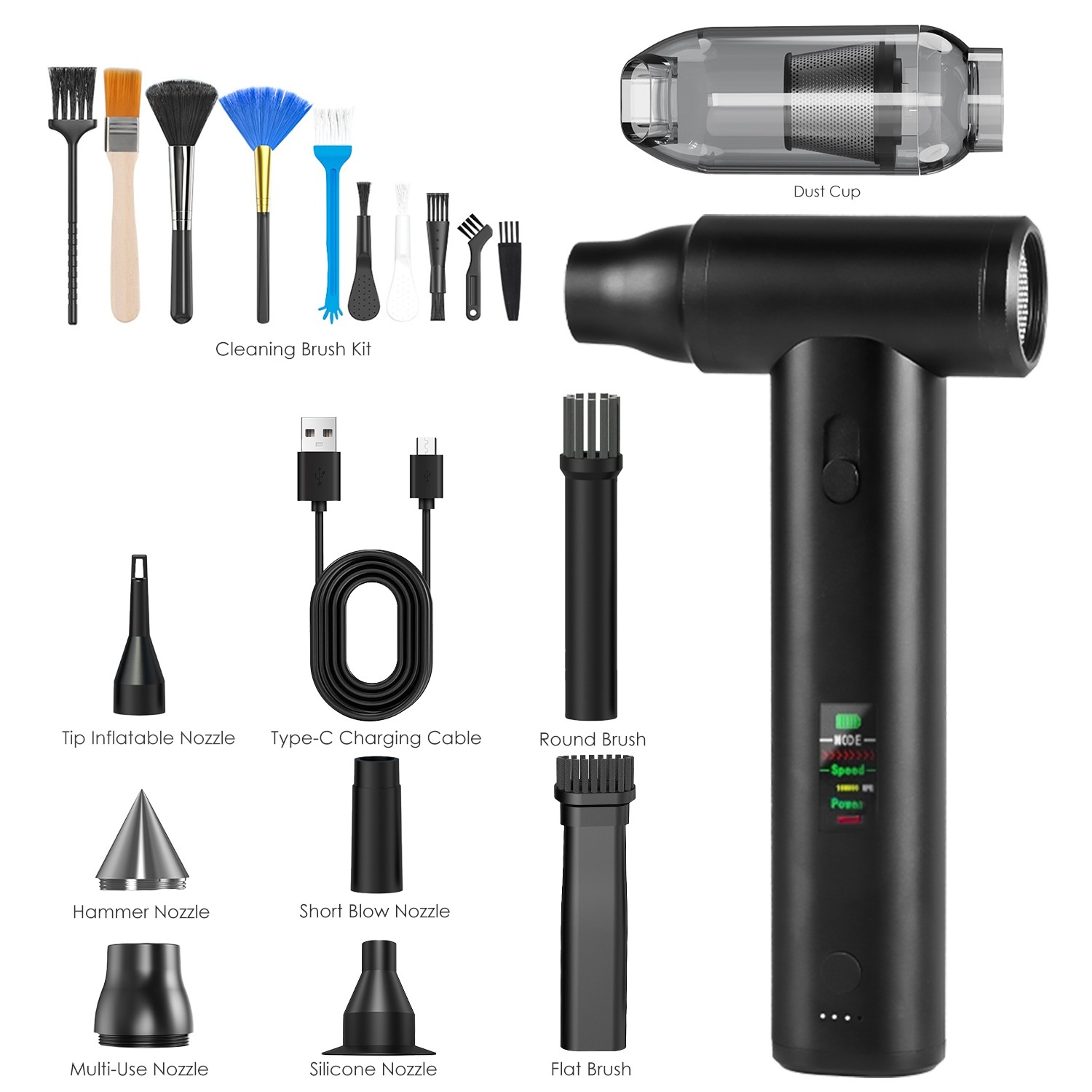 Cordless Dust Blower Brushless Motor 130000RPM Stepless Variable Speed Cleaner