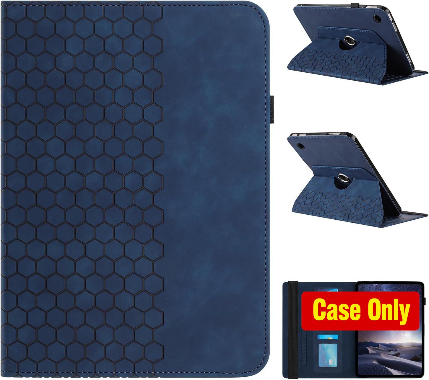 360 Degree Swiveling Folio Stand Case for 11" Galaxy Tab A11+/A9+ Plus - Blue
