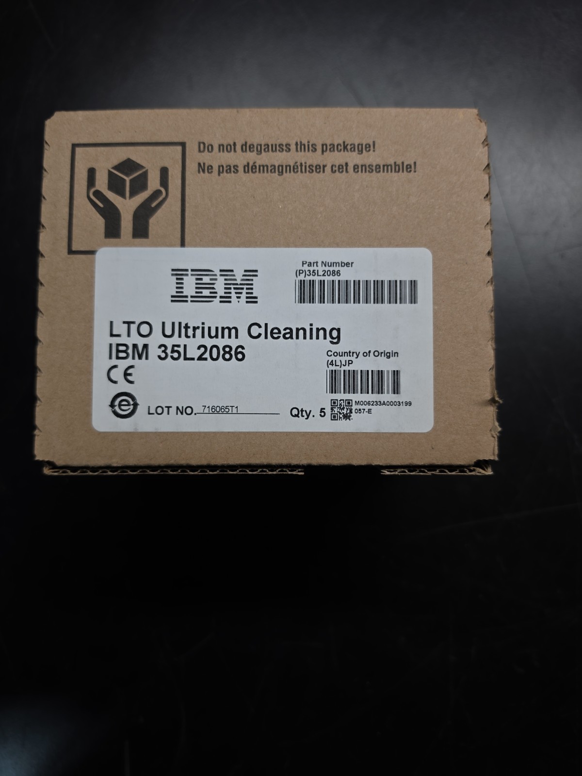 (LOT OF 5) IBM Ultrium LTO Universal Cleaning Cartridge Tape 35L2086 New