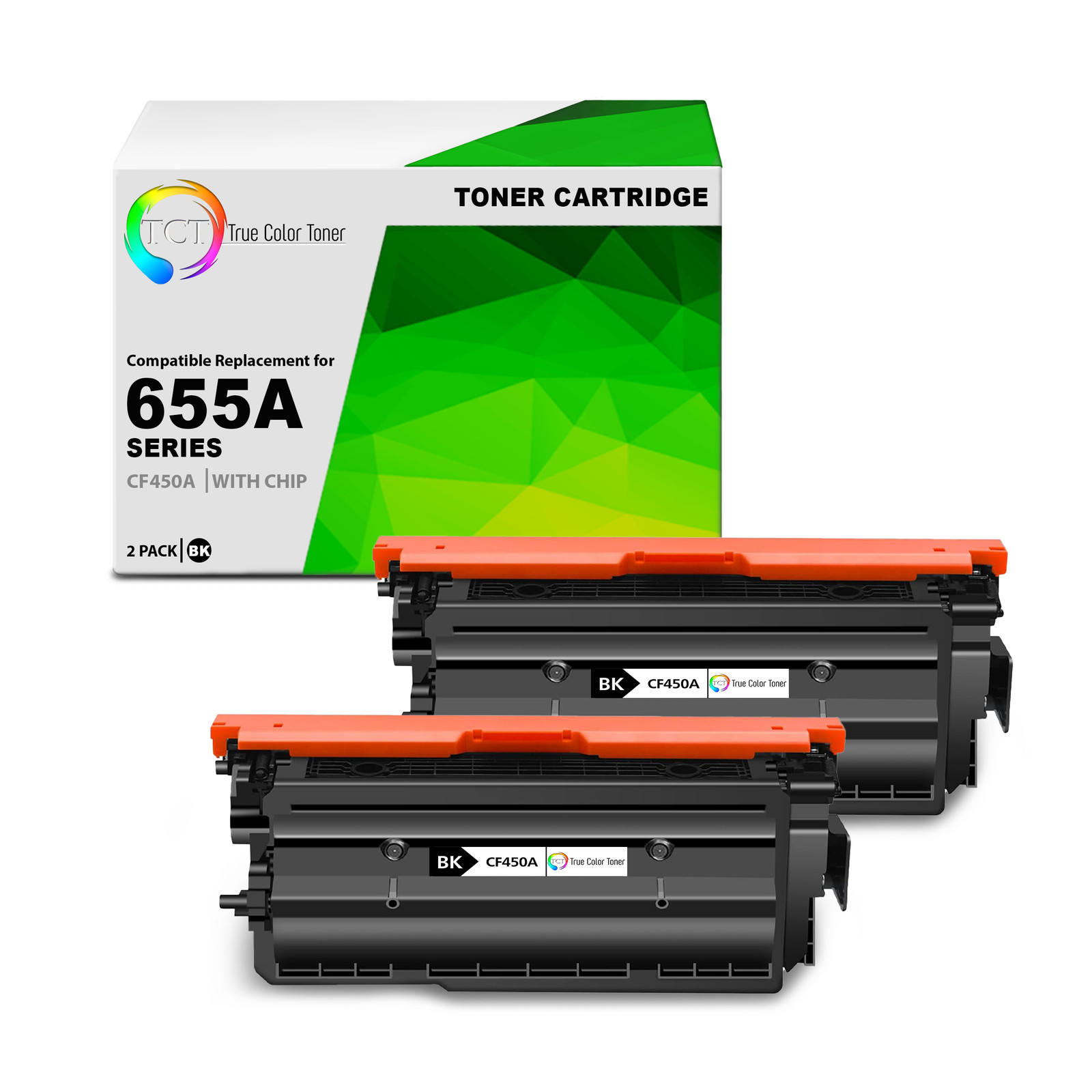 2PK TCT Premium 655A For HP CF450A Black LaserJet M652 M653 M681 Toner