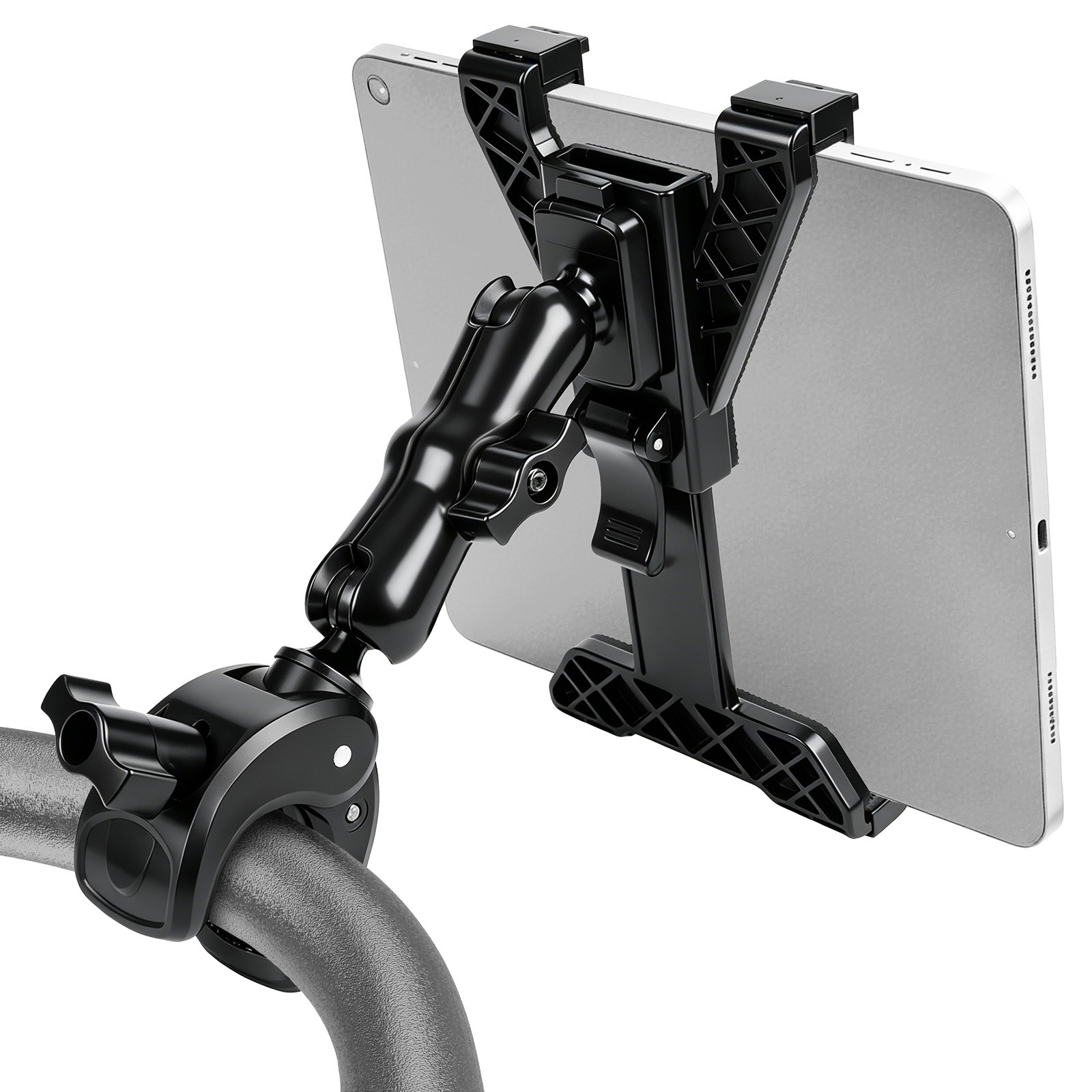 7-11.5" Tablet iPad Mount Holder for Mic Stand Treadmill Peloton Bike Handlebar