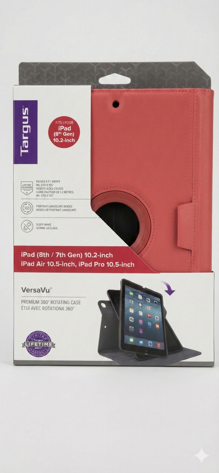 Targus VersaVu Case iPad 10.2" 7th/8th/9th Gen Air Pro 10.5" Paprika Red THZ854G