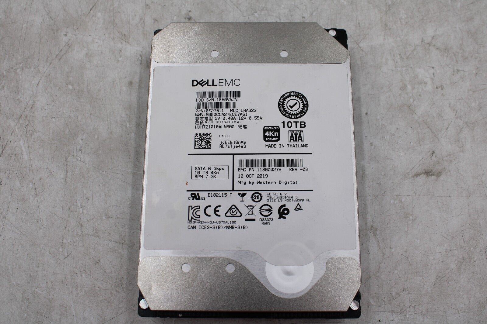 Dell EMC 10TB 7.2K RPM SATA 6Gbps 3.5\
