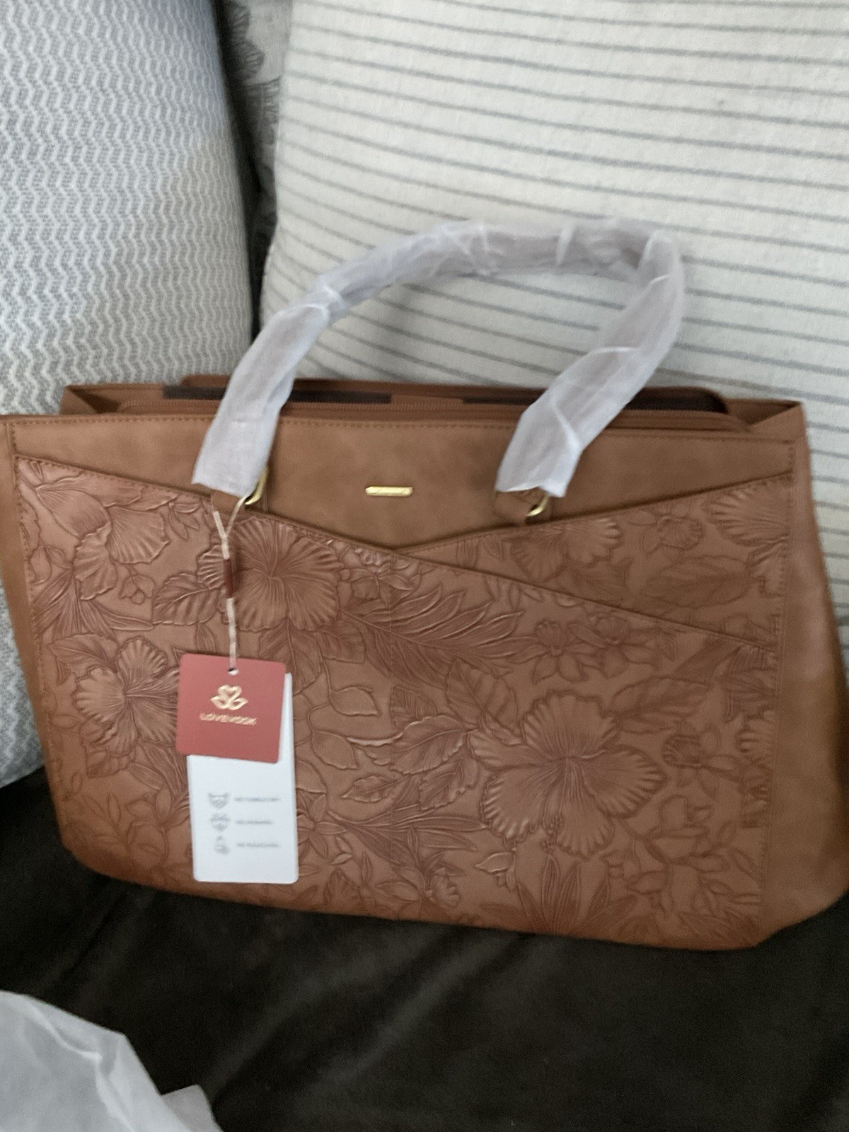 Laptop Tote Bag for Women,15.6 Inch Work Bags PU Embossed Leather