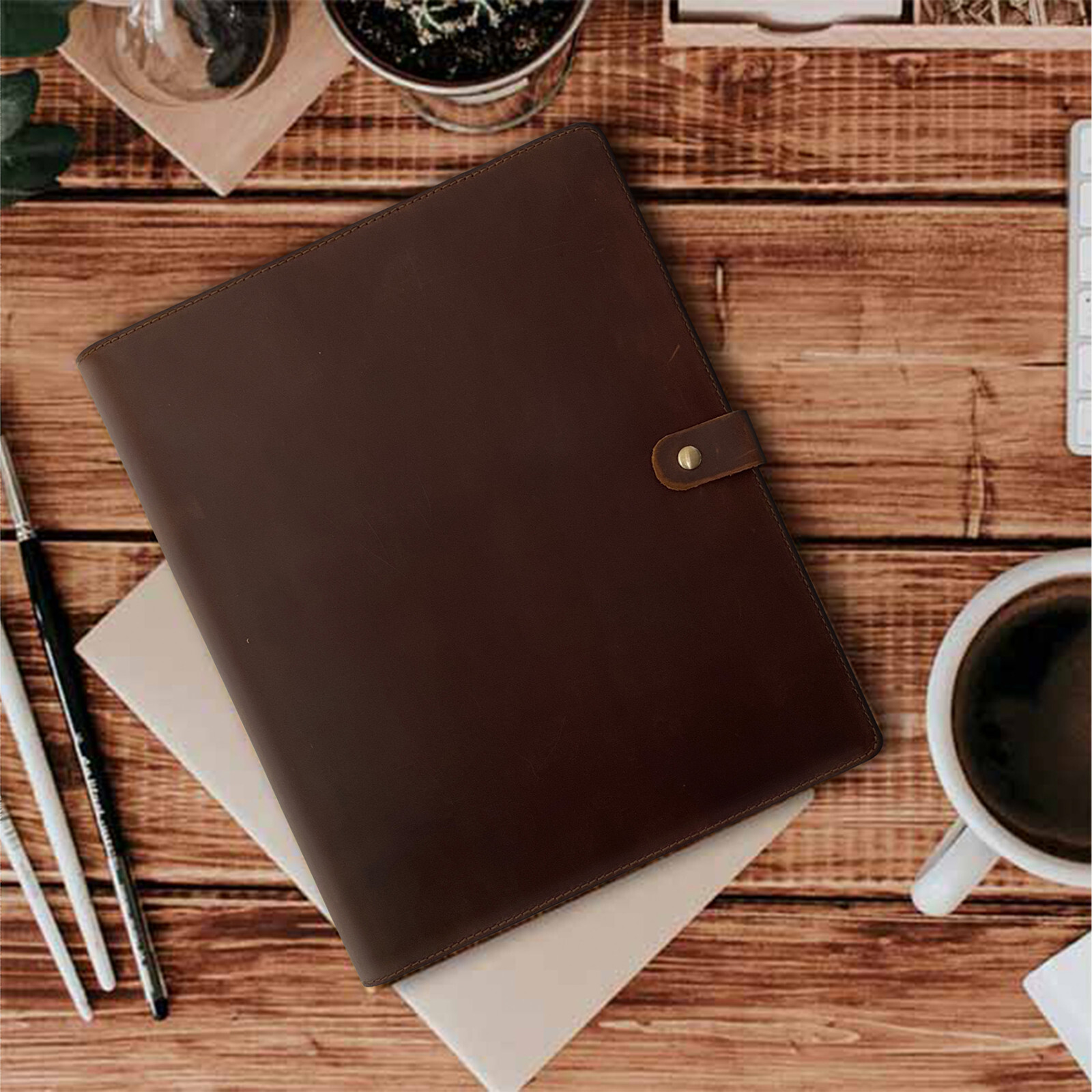 ENAPY iPad 12.9" 6th Gen Genuine Leather Case/Cover With Pencil Holder
