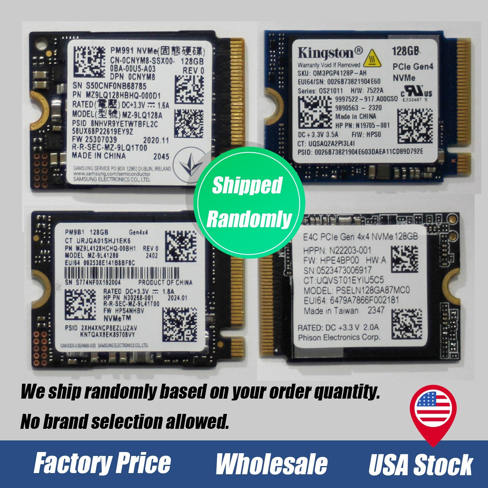 Samsung/Kioxia/Kingston 2230 NVMe M.2 SSD 128GB  – Random Brand