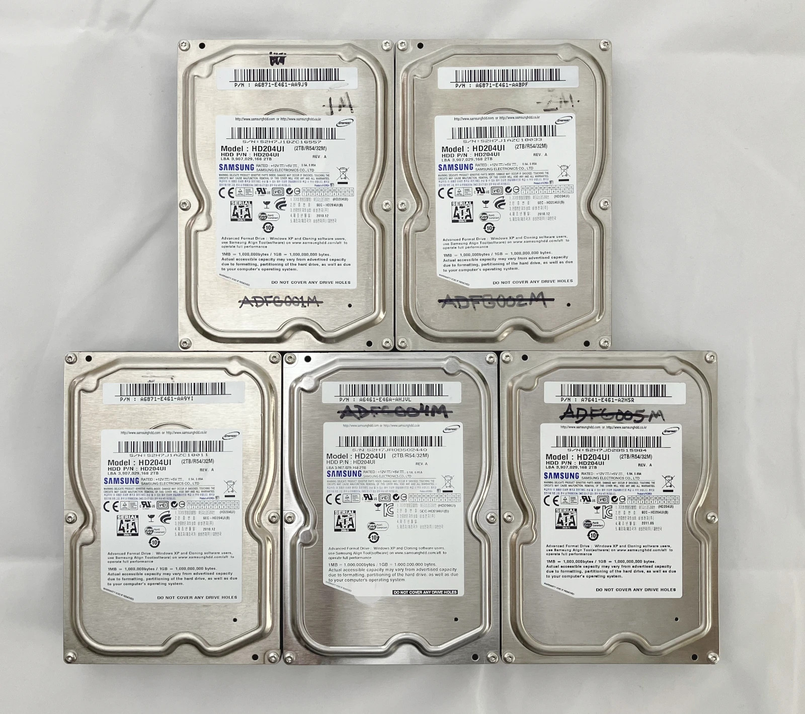 Samsung HD204UI 2TB SpinPoint F4 SATA 3Gb/s Hard Drive Disk 5x - Lot of 5