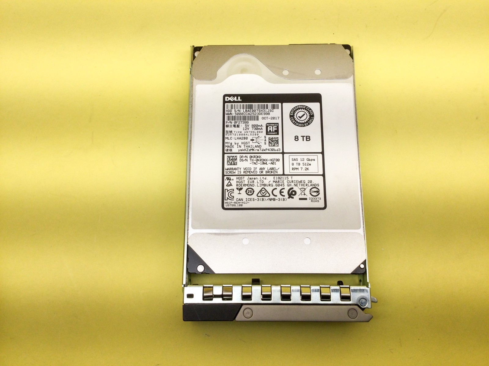 KRDKK DELL 8TB 7.2K SAS 12Gb/s 3.5in 512e ENT HDD HUH721008AL5200 0KRDKK w/Gen14