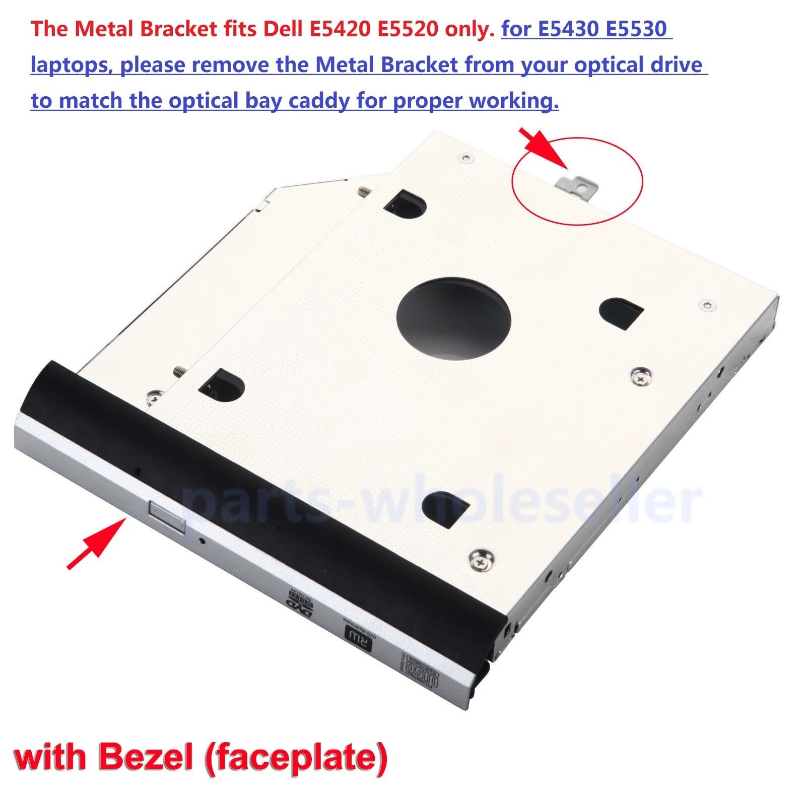 Bezel Cover 2nd 2.5 HDD SSD SATA Caddy for Dell Latitude E5420 E5520 E5430 E5530