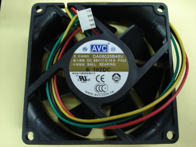 AVC DA08025B48U P021 058 8025 8CM 48V 0.14A 4-pin server cpu cooling fan