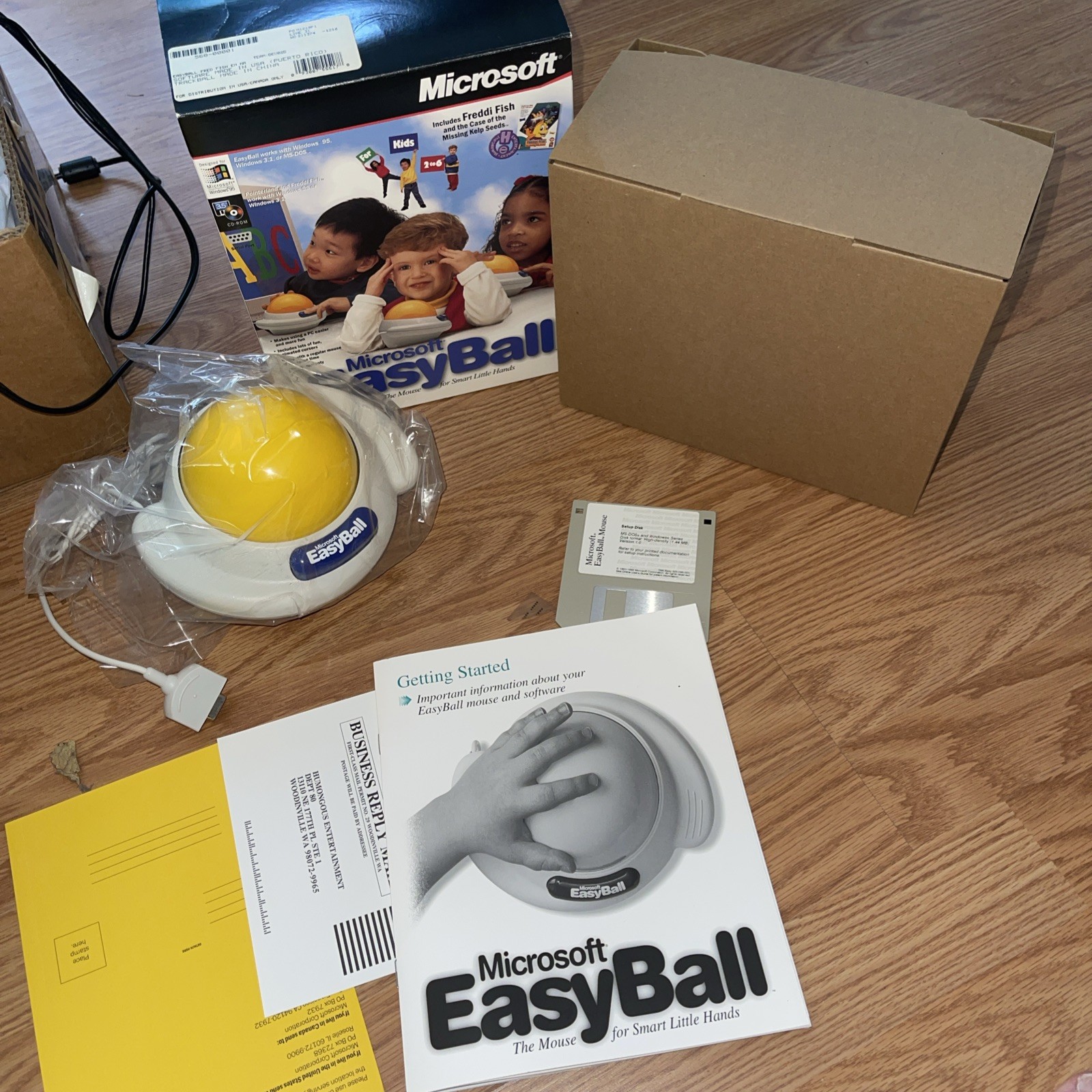 Microsoft Easyball Vintage Children's Navigation Trackball PC Device Untested