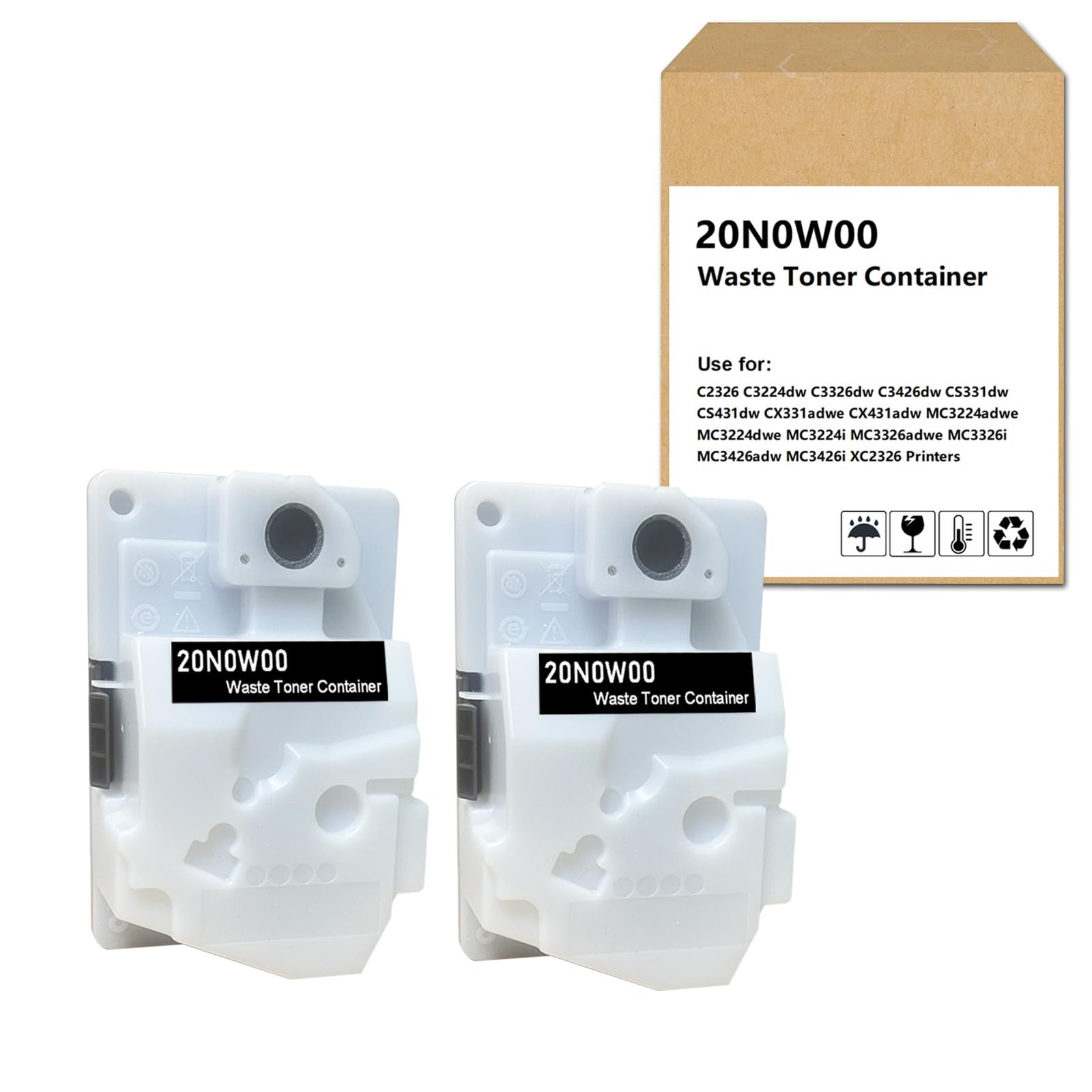20N0W00 Waste Toner Box Compatible for Lexmark Xerox (2 Pack)