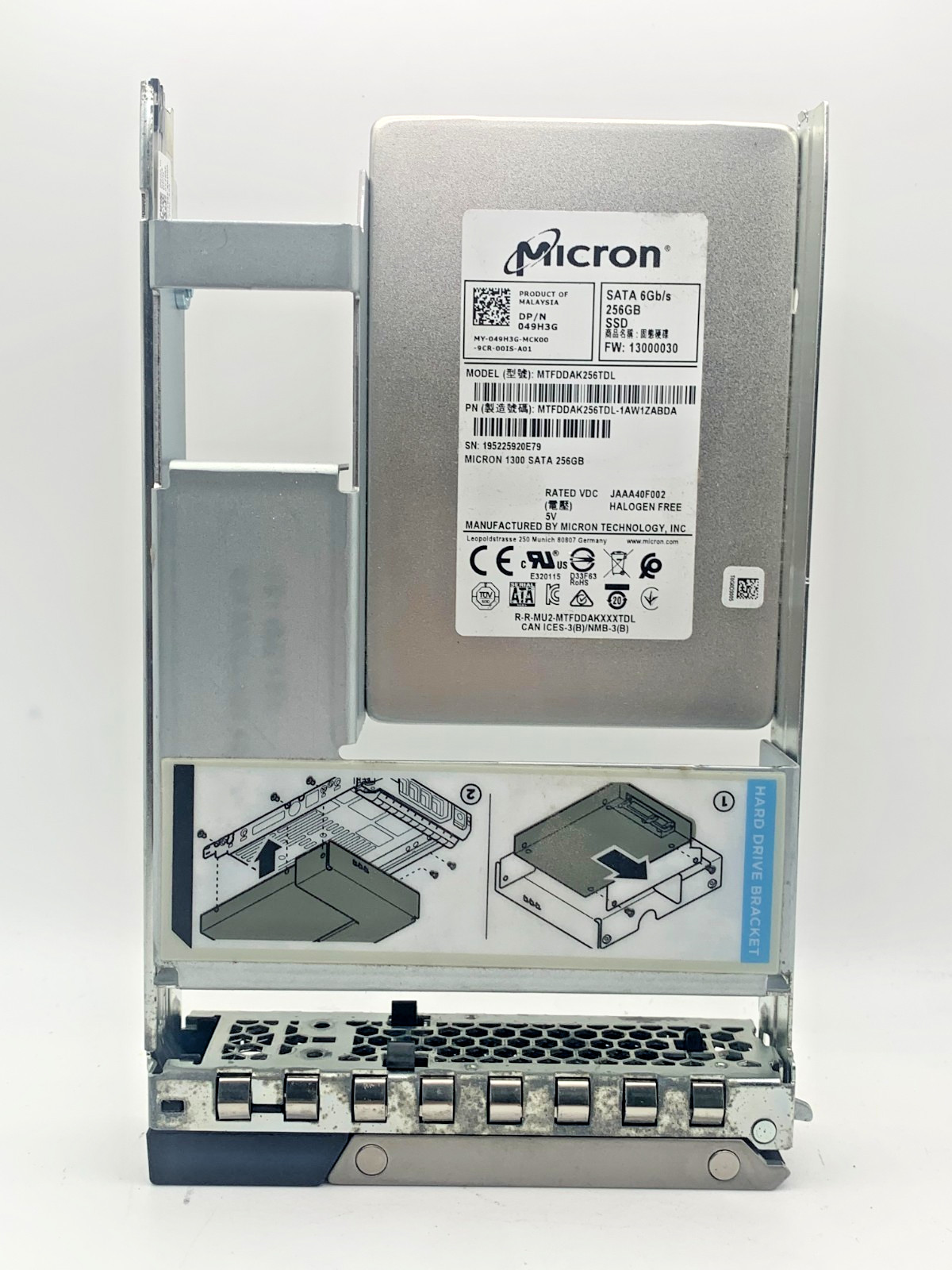 Micron 1300 Series 256GB 2.5" SATA SSD MTFDDAK256TDL  Dell 049H3G +Caddy