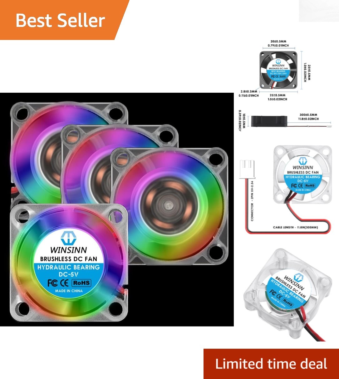 High-Performance 25mm RGB Fans - Ultra-Low Noise Cooling Solution (Pack of 4)