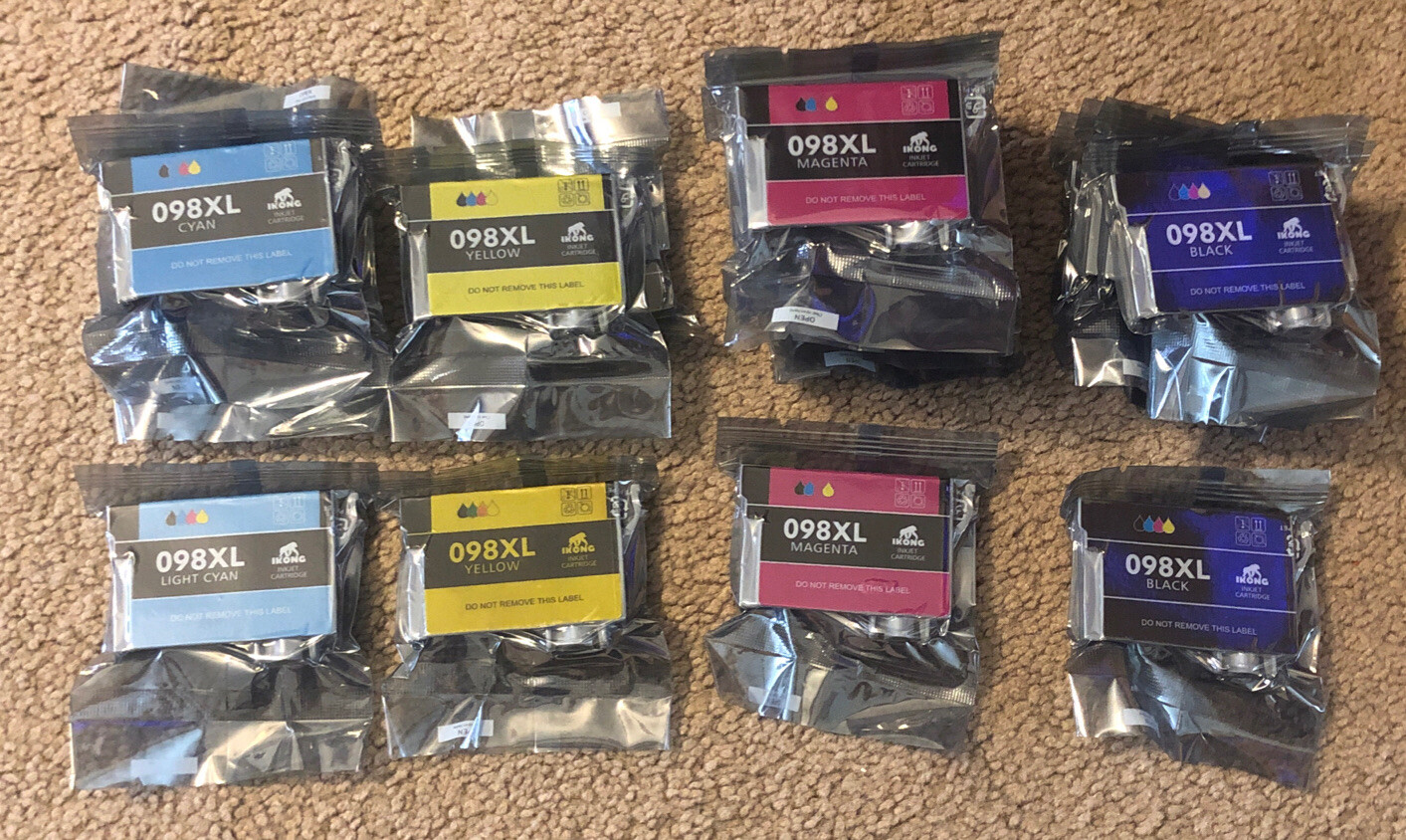 Ikong 098XL Lot 6 Magenta, 3 Yellow, 5 Black, 4 Cyan Inkjet Cartridges-Sealed