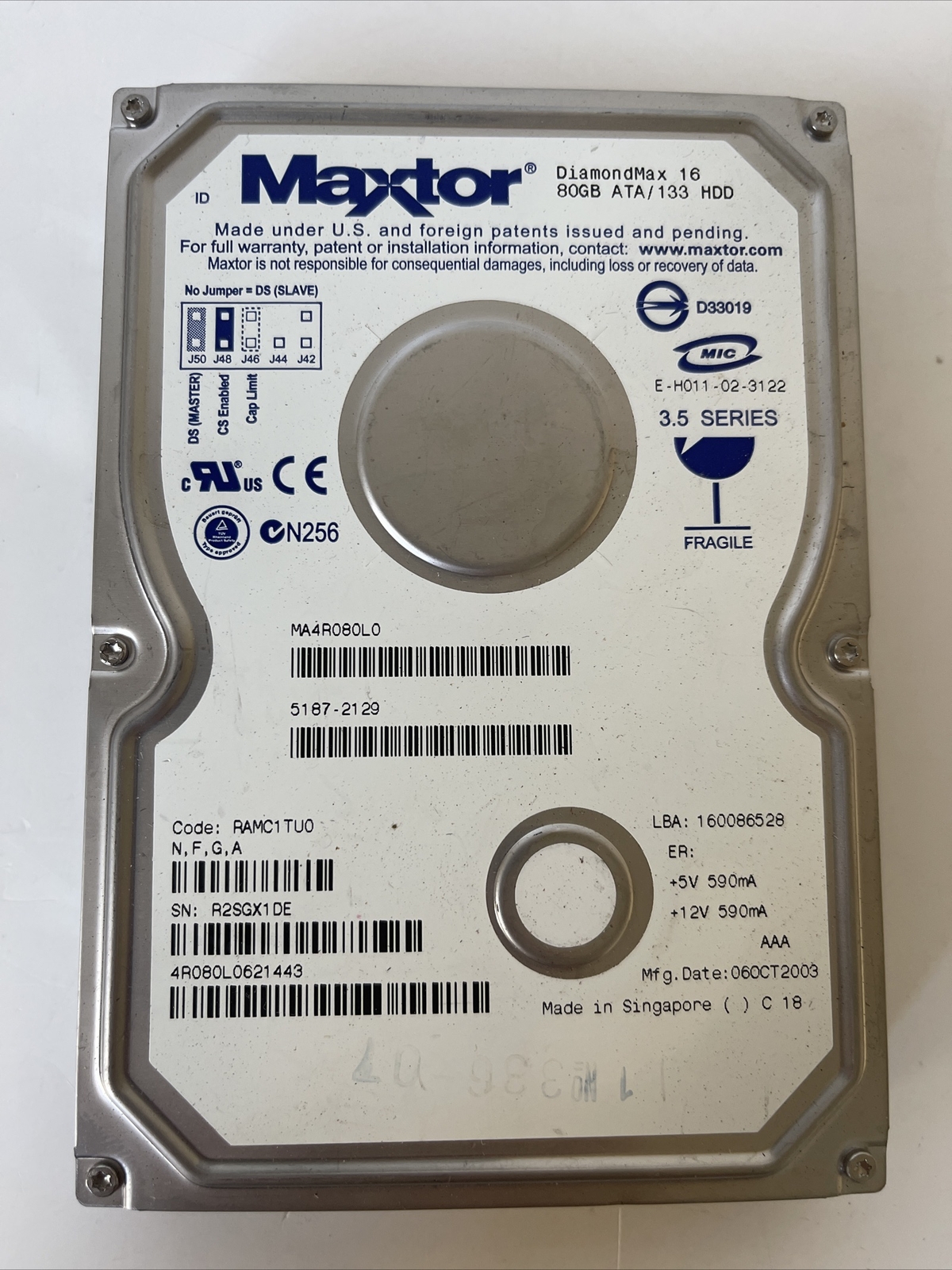 Maxtor DIAMONDMAX  YAR41VW0 80GB RPM IDE ATA/133 Hard Drive TESTED