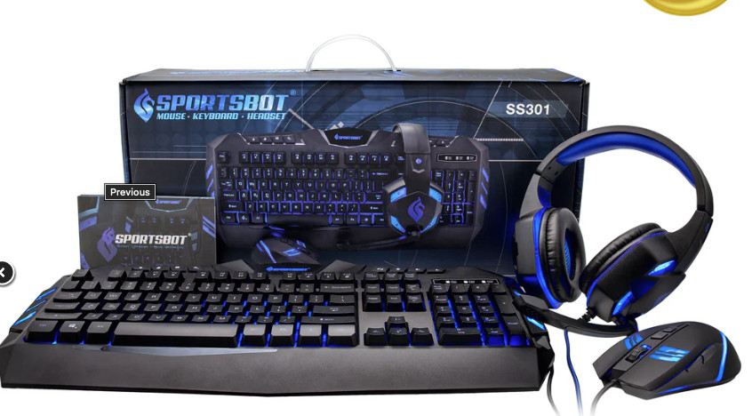 Gaming Combo – Keyboard Mouse Headset Set - (Sportsbot SS301) Open Box)