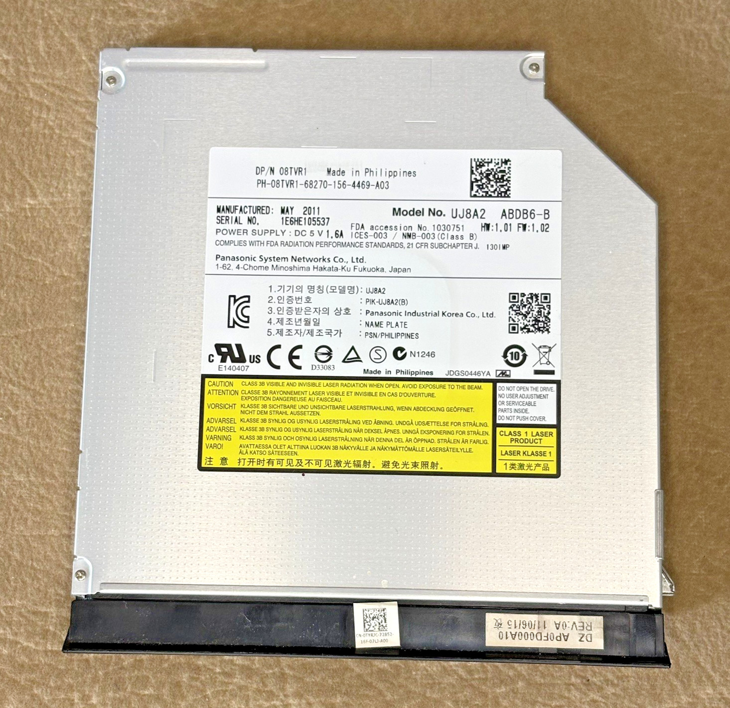 Panasonic UJ8A2 Internal Slim DVD Multi Recorder Laptop Optical Drive ASUS U56E