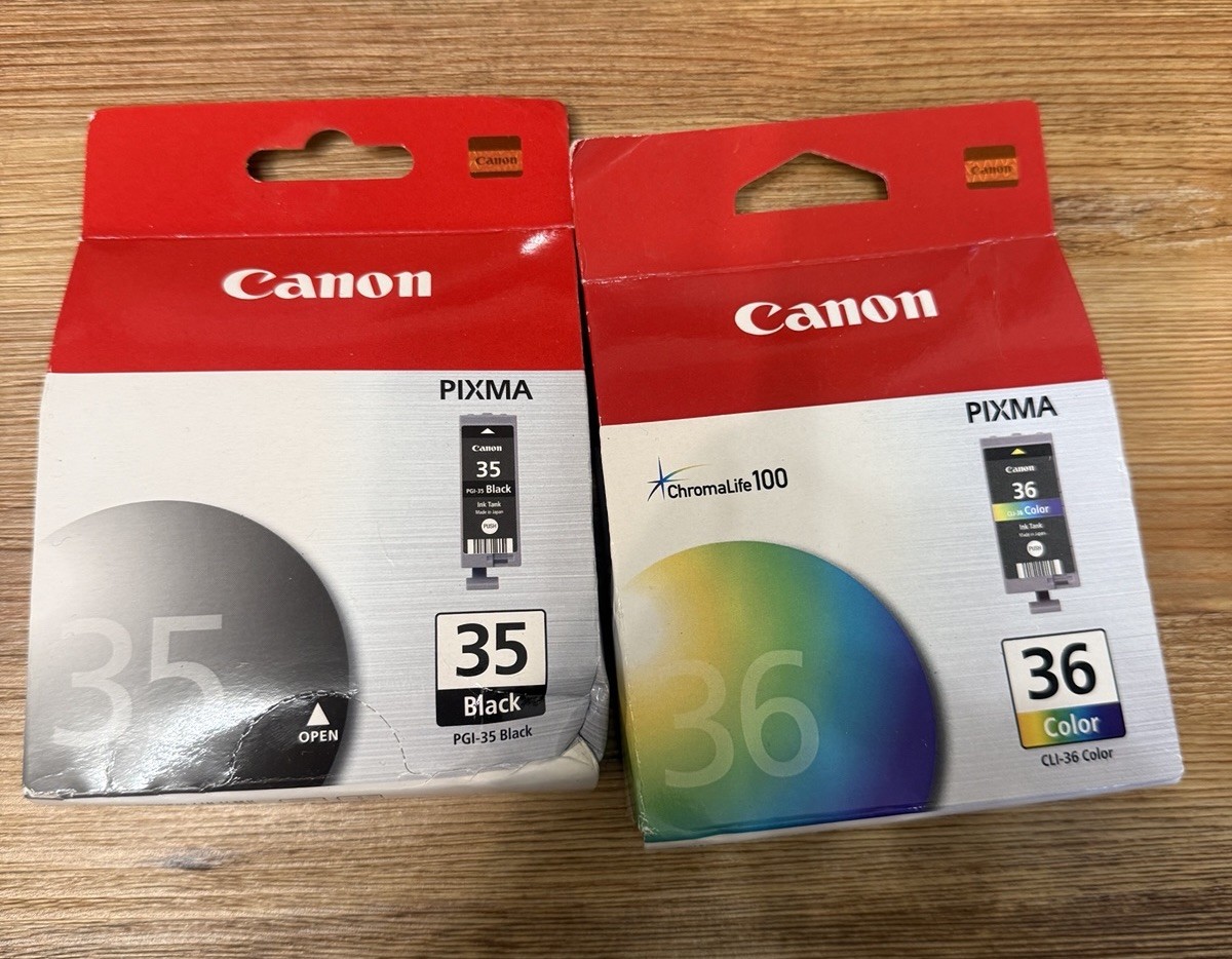 Bundle of 2 Canon Inks - PGI-35 BLACK & PGI-36 COLOR / PIXMA IP100 IP110 - NEW