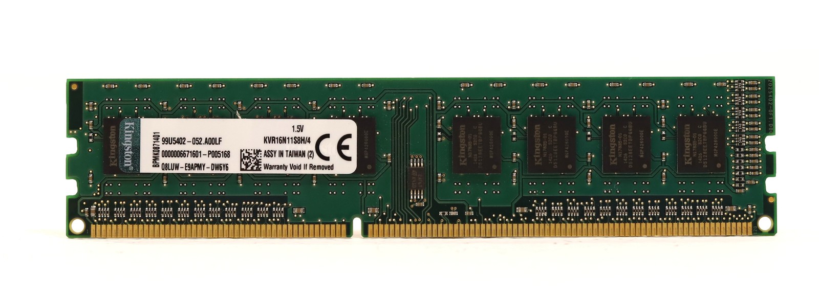 Kingston 4GB 1Rx8 PC3-12800 DDR3-1600MHz Non-ECC Unbuffered RAM KVR16N11S8H/4