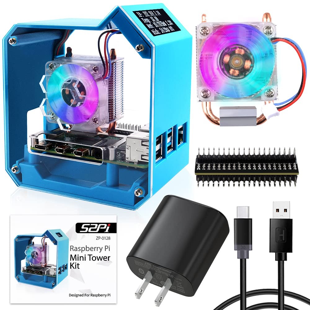 GeeekPi Mini Tower Kit with QC3.0 Power Supply for Raspberry Pi 4, Pi 4 Case