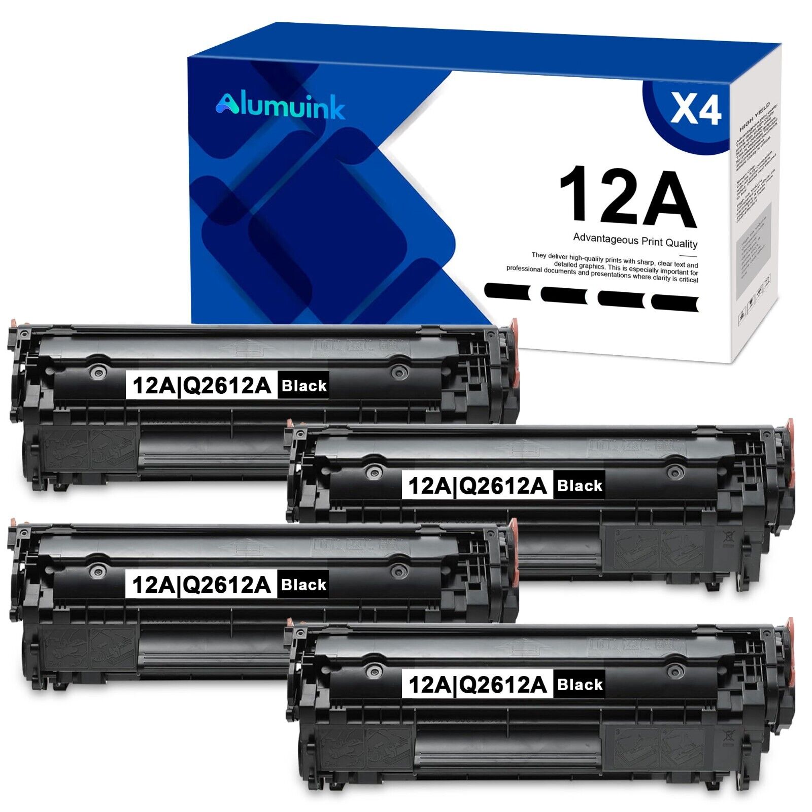 12A Q2612A Black Toner Compatible for HP 12A Toner MFP M1005(4-Pack, Black)