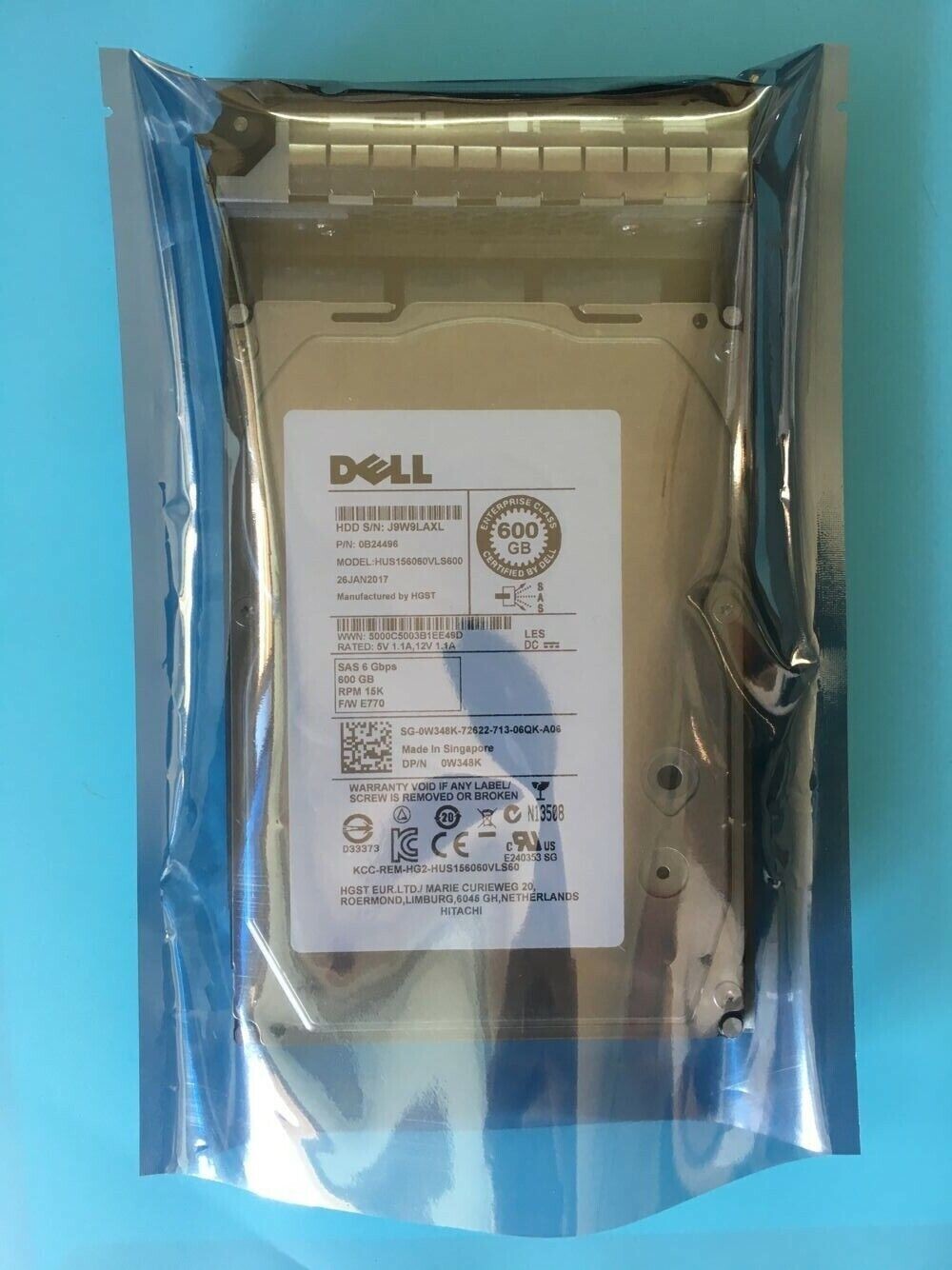 new Dell W348K 600GB 15K RPM 3.5" Hard Drive HUS156060VLS60 0W348K With Tray