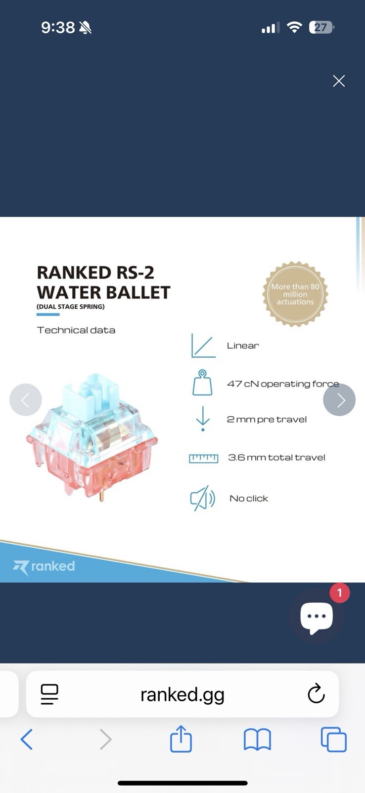 Ranked Rs-02 Mechanical Key Switches Water Ballet (Pack Of 120)
