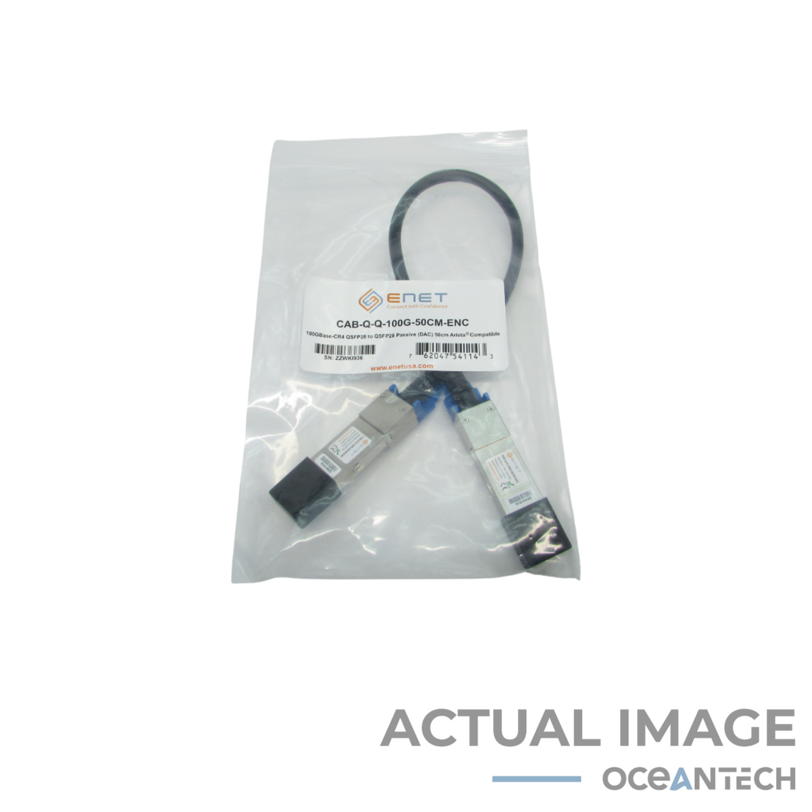 Arista Compatible 100GBE 2X 50G QSFP28 PASSIVE DAC CABLE CAB-Q-Q-100G-50CM-ENC