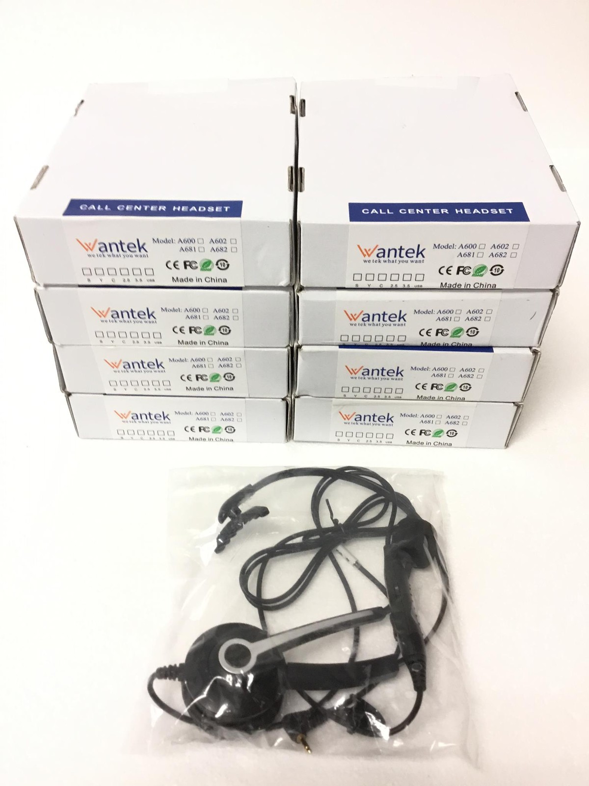 8x NEW WANTEK Wired Earphone Headset X003wdlb4h w/3.5MM Audio Cable, 