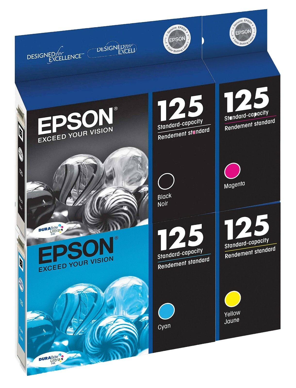 4 Pack Genuine Epson 125 Ink for Stylus NX127 NX230 NX530 NX625 WorkFoce 325 520