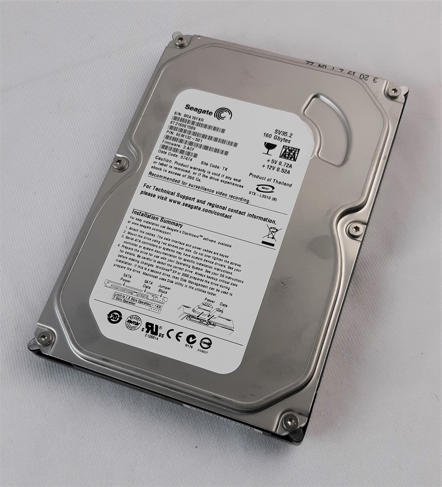 Seagate ST3160815SV Hard Disk Drive
